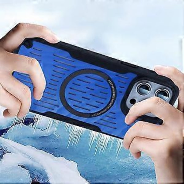 Skal för iPhone 15 Pro Värmeavledande Ihåligt Magnetiskt TPU+PC Telefonskydd Kompatibelt med Magsafe (Stil A)