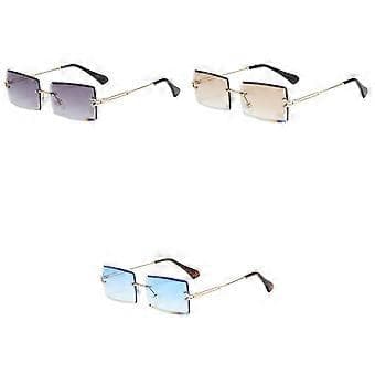 3-pack Mode Rektangulära Solglasögon Designer Färgade Glas UV400 Skydd