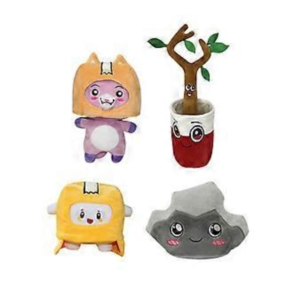 Lankybox Pehmolelut Täytetyt Eläimet Foxy Boxy Rocky Coke Barrel Tree Branch Nukke Lapsen Lahja (4 kpl)