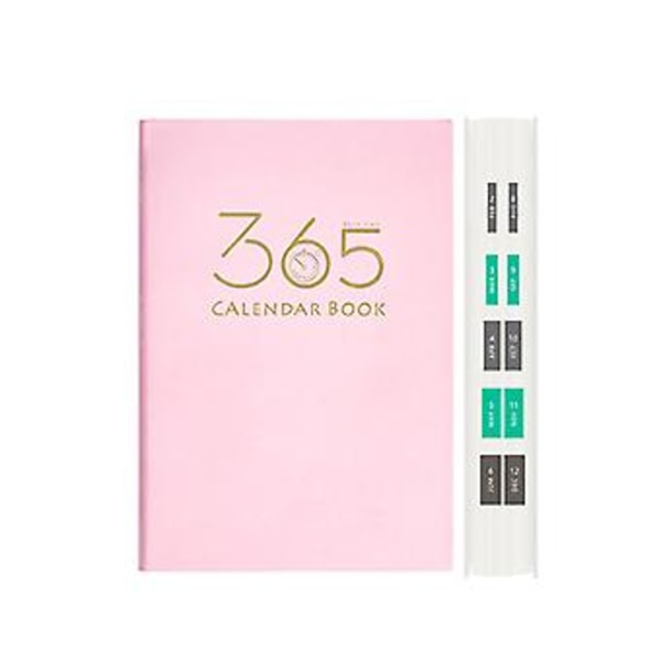 Blød Læder Planner Skema 365 Dage To-Do-Liste Skema Pad til Kvinder Mænd (Pink)