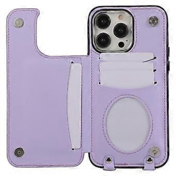 Til iPhone 16 Pro Max Cover TPU+PU Læder Telefon Cover med Ring Kickstand og Skulderrem (Style A)