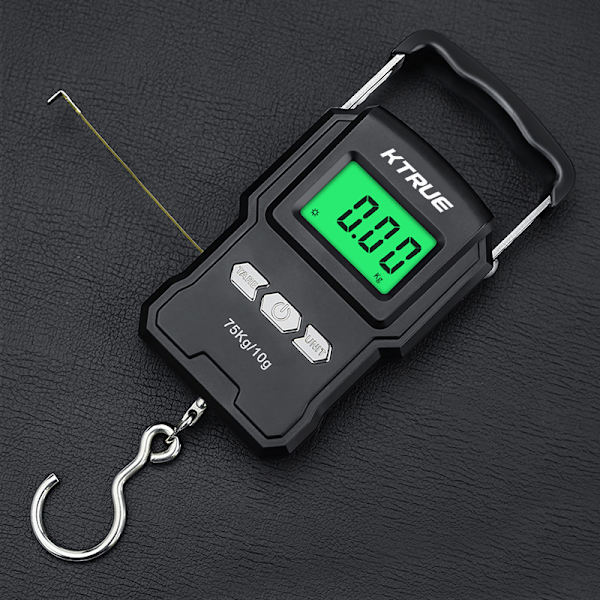 Bærbar elektronisk vekt, 165lbs/75kg LCD-bakgrunnsbelyst digital fiskeskala