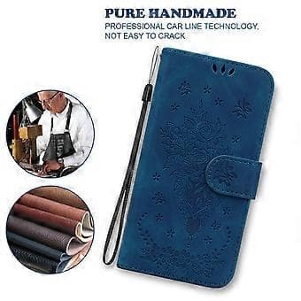 Til Nokia C12 4G/C12 Plus/C12 Pro Telefon Stand Case Rose Sommerfugl Præget PU Læder Wallet Shell(Style A)