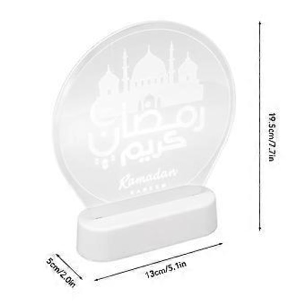 Eid Mubarak LED Nattlampe 3D Fargerik Fjernkontroll Ramadan Dekorativ Bordlampe for Muslimske Familier Islamsk Høytidsfest