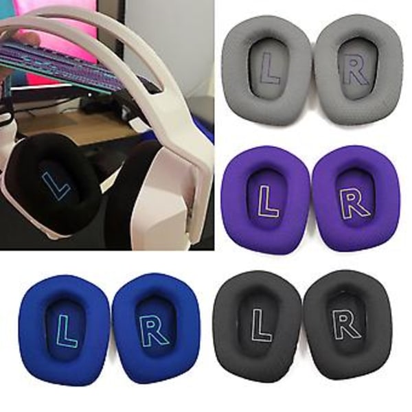 Andningsbara Mesh-Öronmuffar för G733 G335 Headset-Öronkuddar Reparationsdelar (Svart)