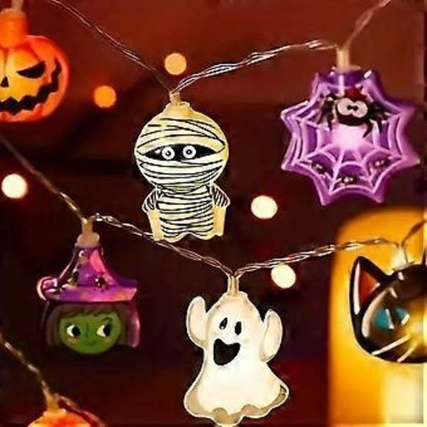 Halloween-festonger med lys for innendørs og utendørs dekorasjon 10/20 LED Batteridrevet (1.5m10Led)