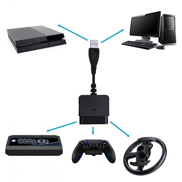 Playstation 2 til USB-controlleradapter til Playstation 3 og pc