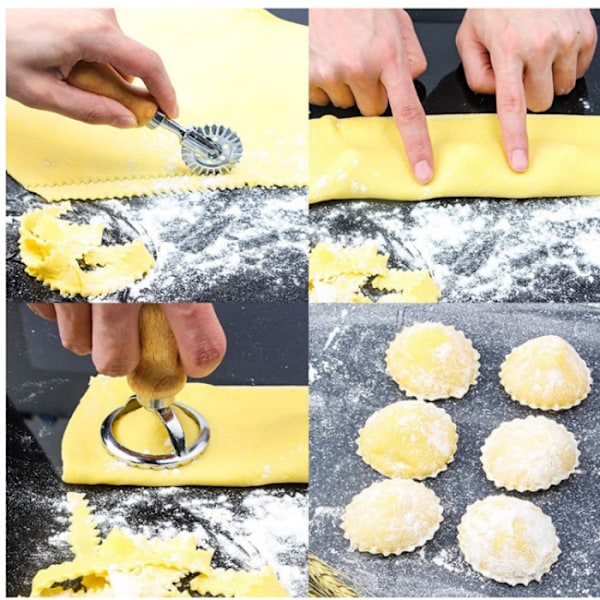 5-delt Ravioli-stempelsett, Ravioli-kutter-stempelsett-maker, Premi