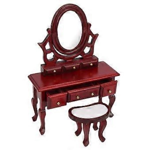 1:12 Dockhus Miniatyr Sovrums Möbel Sminkbord Pall Modell Leksaks Tillbehör Simulering Sminkbord ( )