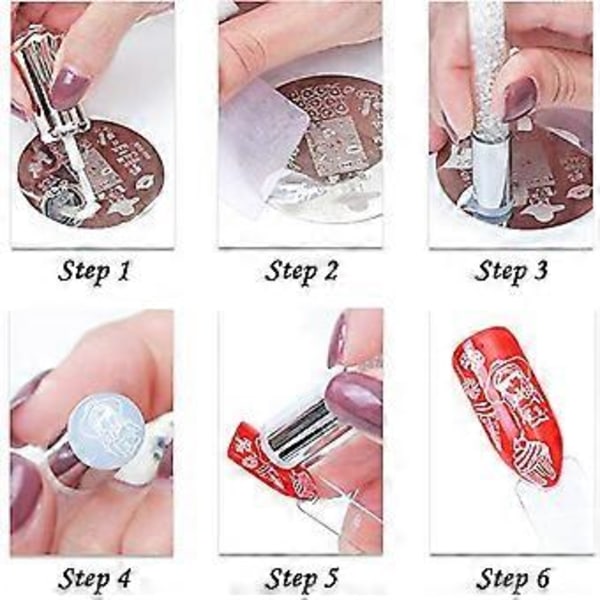 Dobbelt Hoved Neglestempel, Silikon Stempel Gele, Transparent Synlig Krop, DIY Neglestempel Vil Ikke Forskydes - Hvid