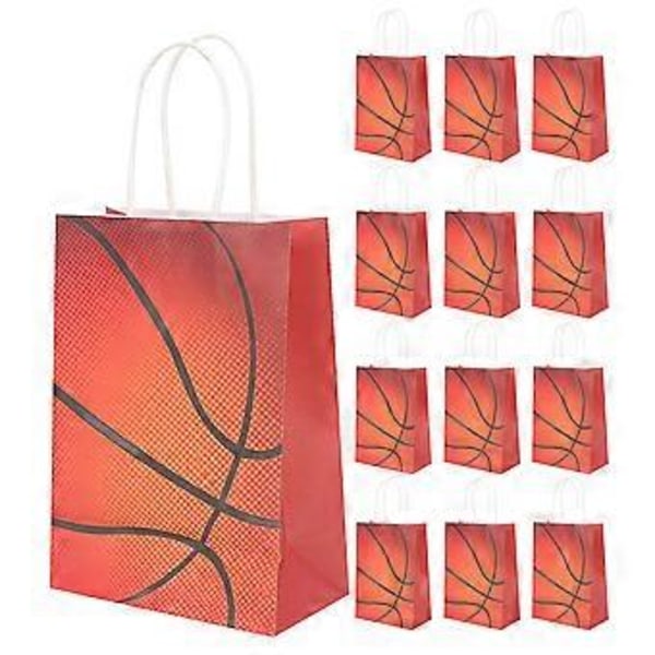24 stk Gaveposer Papir Gaveposer med Håndtak Basketball Gaveoppbevaringspose