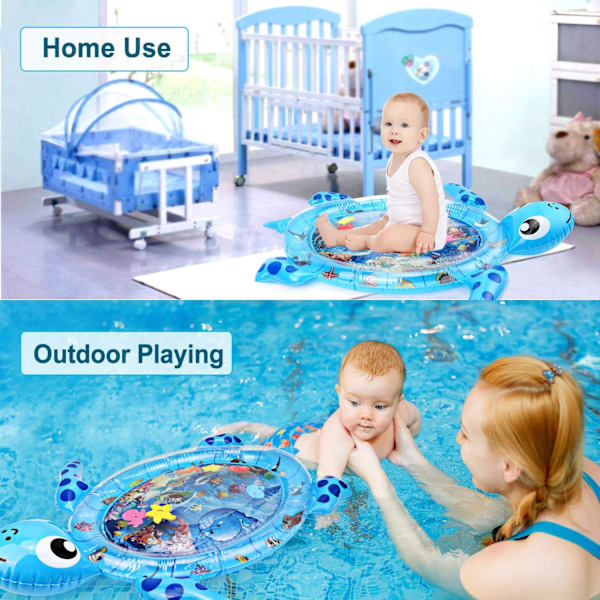 Sköldpaddsformad uppblåsbar babyvattenmatta, vatten- och fisklekmatta,