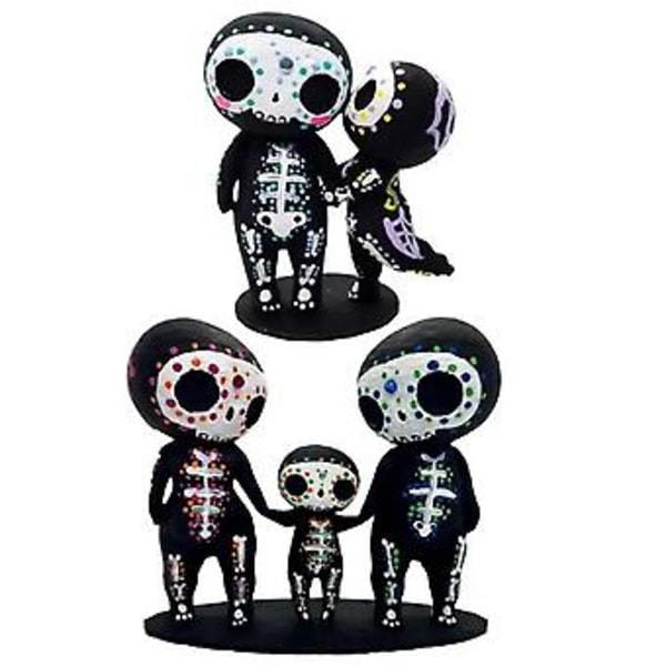 Hodeskalle Familie Figurer Resin Håndværk Sød Statue Dekorativ Sukkerskaller Hånd-B