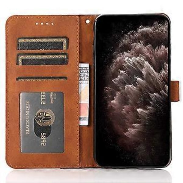 Fodral för Samsung Galaxy A26 5G Färgskarvning Plånboksställ Läder Telefonfodral med Handledsrem (Stil A)