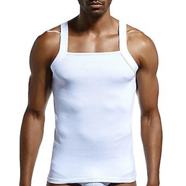 Fianao Casual Mænds Ensfarvet Ærmeløs Slim Vest Åndbar Fitness Bomuld Tanktop (XL Hvid)