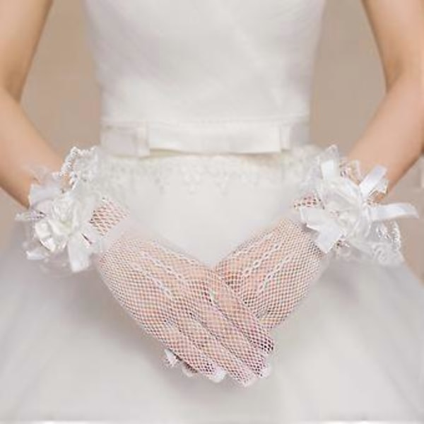 Bröllop Brudhandskar Elegant Gasväv Kort Accessoar för Kvinnor Vit One Size