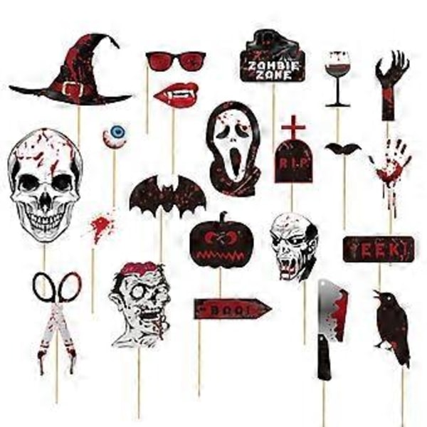 Halloween valokuvarekvisiitta 22 kpl, pelottavat valokuvakoppi rekvisiitta tikkuineen naamiaisvalokuvakoppi kehys zombie hauta Halloween juhlakoriste