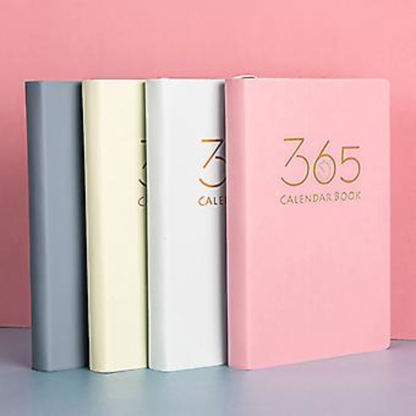 Blød Læder Planner Skema 365 Dage To-Do-Liste Skema Pad til Kvinder Mænd (Pink)