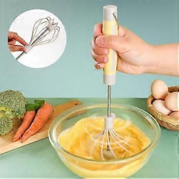 2 st Rostfritt Stål Halvautomatisk Visp, Roterande Automatisk Äggvisp, Handtryck Mixer Omrörare Verktyg Manuell Äggskakare
