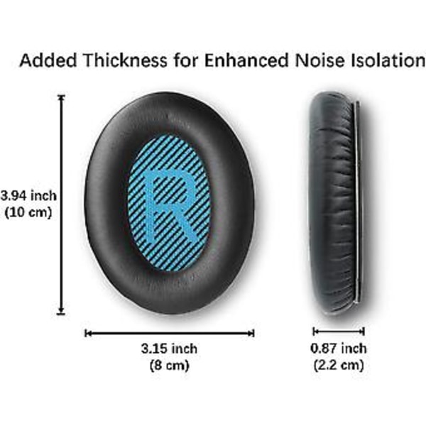 Ersättningsöronsnäckor för Bose Quietcomfort Qc2 Qc15 Qc25 Qc35 Soundlink Around-ear Ae2 Ae2i Ae2w Hörlurar (Mörkgrå Blå)