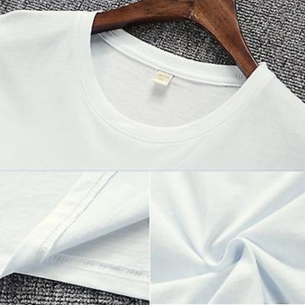 2023 Sommar Mjuk Slim T-shirt Herrar Enfärgad Tee Standard Blank T-shirt Ins Tees Topp (L Vit)