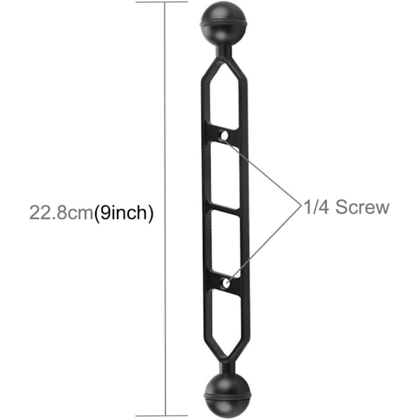 Dykke med to kuler kuleledd armkontakt klemmefeste for undervannsfotografering (9 tommer)