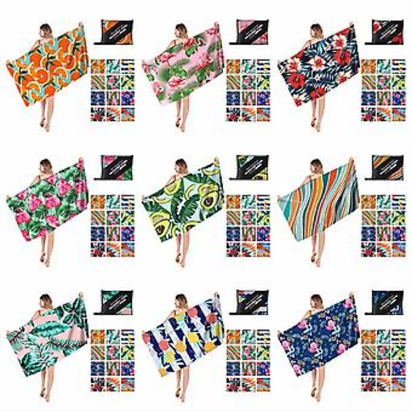 24 Mönster Snabbtorkande Mikrofiber Strandhanddukar 80*160cm Strandhandduk Stor Sport Handdukar Strandhanddukar Campingtillbehör 13
