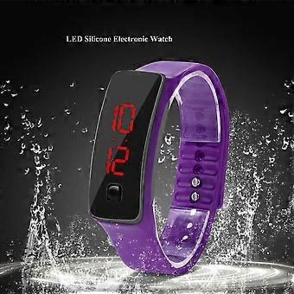 LED Klocka Sport Silikonarmband Digital 12-timmarsurtavla Elektronisk Display Armbandsur