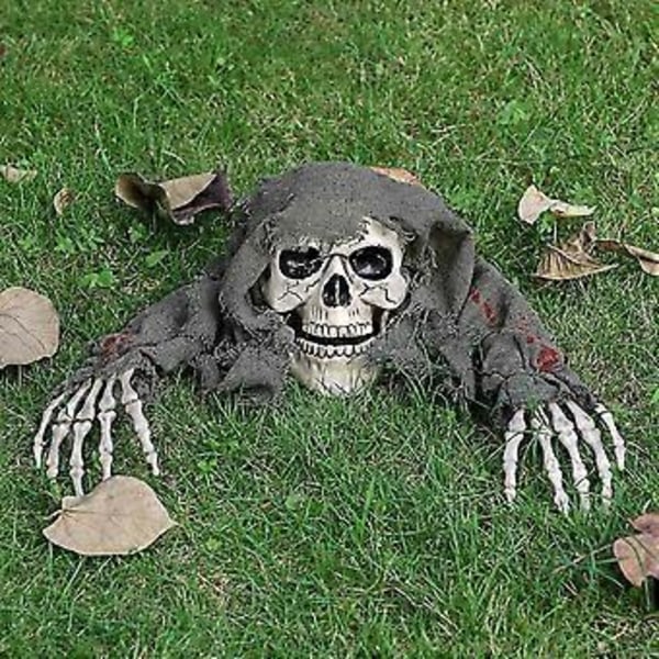 Halloween 3-osainen luurankosetti luuranko lattiainserti kolmiosainen setti ryömiva haamu hieno simulaatiokäsi valaiseva luuranko pakopeli