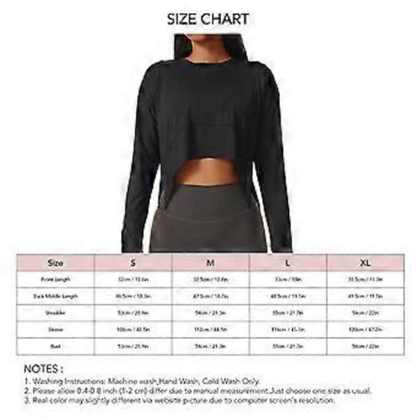 Kvinners Langærmet Treningsskjorte Løstsittende Tommelhull Flytende Elastisk Yoga Atletisk Avslappet Topp (XL Svart)