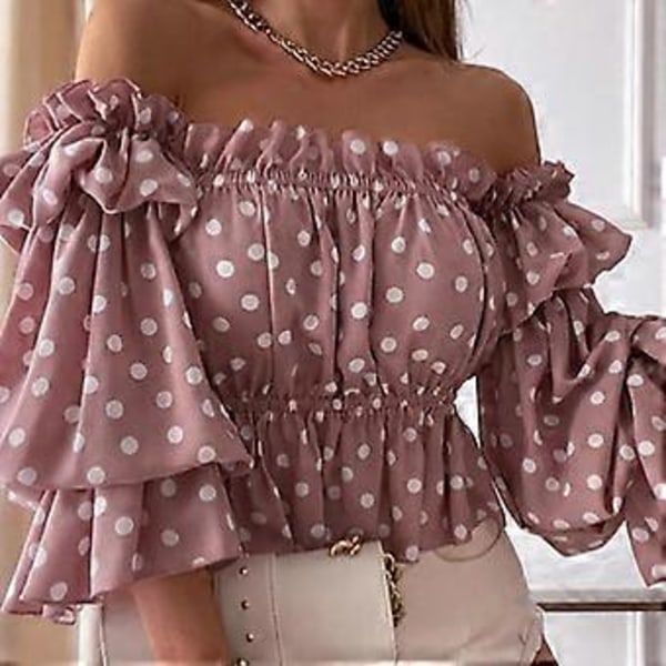 YYFS Dammode Casual Sommar Blusar & Skjortor med En Axel (XL rosa)