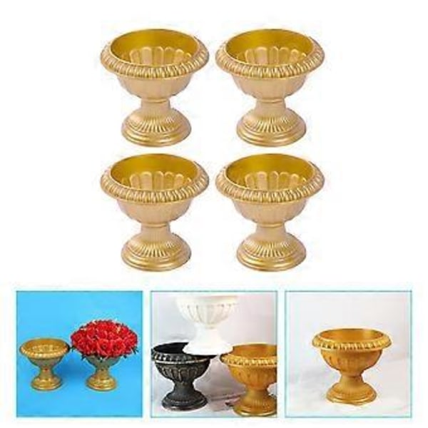 4 stk. Huspynt Blomsterarrangement Potte Romersk Søjle Søjler Vase Guld Vase Urne
