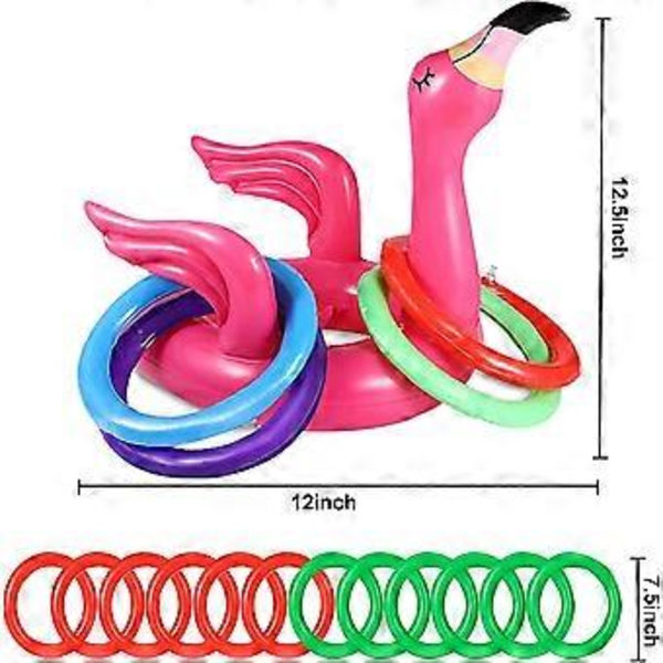 10 Stykker Oppblåsbare Flamingo Bassengleker Ringkast Bassengspill, Flamingo Festdekorasjon Hawaii Strandleker Karneval Utendørs