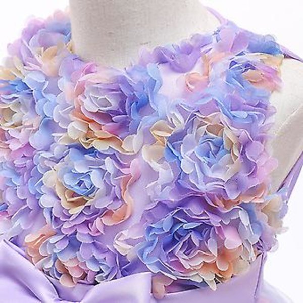 Flickor Blomster Pageant Fest Tulle Klänning med Regnbågs Spets, Prinsessklänning för 2-3 År Gamla, Barnklänning för Bröllopsfest och Jul (140)