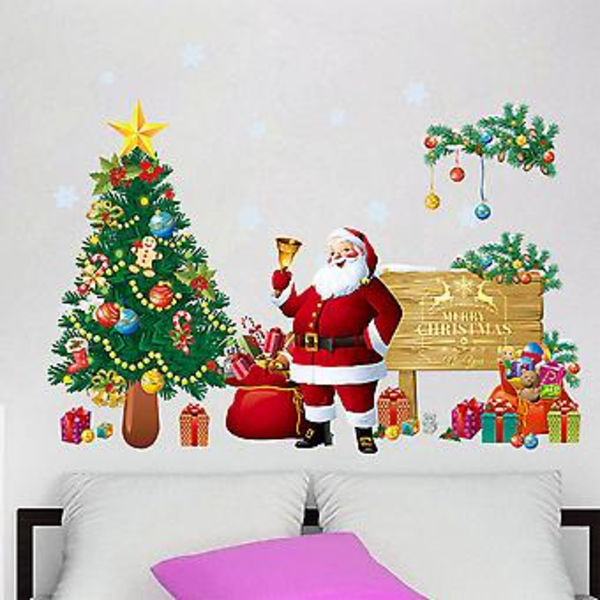 Jultomte Träd Väggdekaler Konst Dekaler Jul Hem Fönster Avtagbar Dekoration ( )