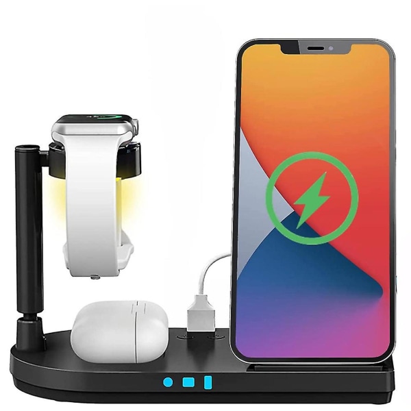 3 In 1 Multifunctional Wireless Charger Base Watch Phone Earphone Foldable Charging Station Lamp Suitable For Apple
