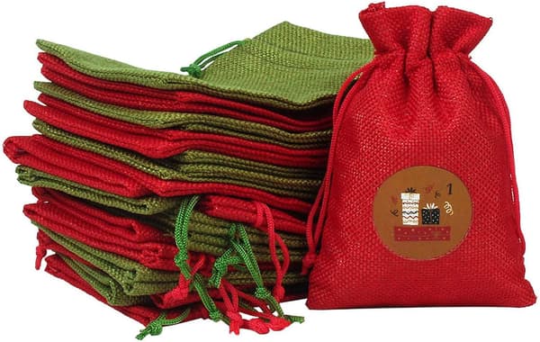 Adventskalender, 24 julegaveposer, julepose, påfyllbar