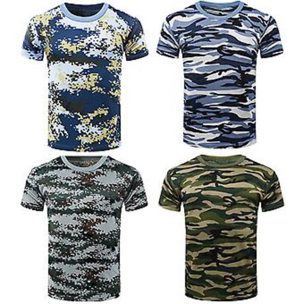 Fianao Unisex Sommer Camouflage Militær Combat T-Shirt Kortærmet Bluser (170cm(115) 4#)