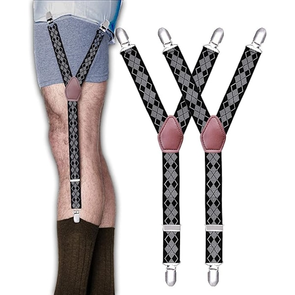 Suspenders for menn - Grå med sklisikre suspenders og justerbar