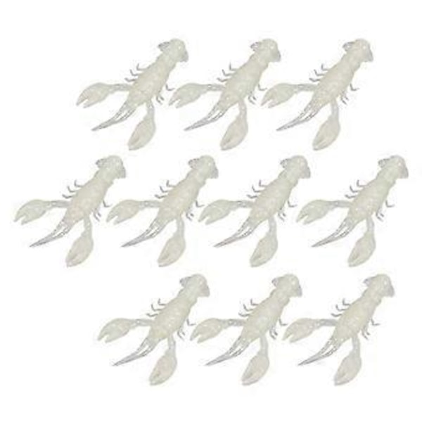 10 st Soft Fishing Lure Crawdad Bait PVC Räka Konstgjord Mjuk Bete för Bass Fiske Pack med Tio (Luminous)