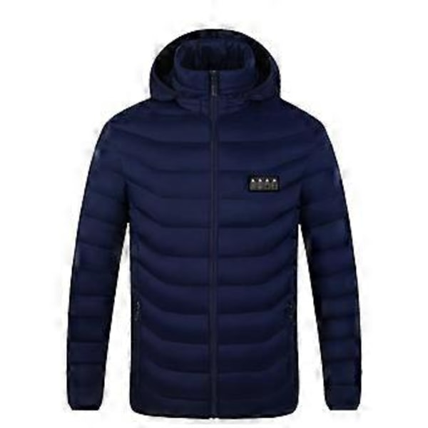 Uppvärmd Jacka för Kvinnor Män 21 Zoner Uppvärmd Hoodie Vinter Mjuk Pufferjacka USB/DC Laddning Kropps Värmare Ytterkläder (3XL Blå)
