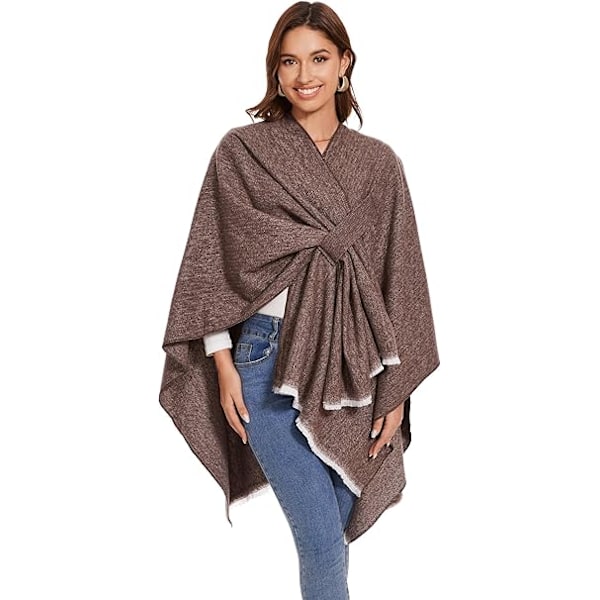 Elegant Damekappe med Åben Front, Blød Poncho, Velegnet til Forår, Efterår og Vinter