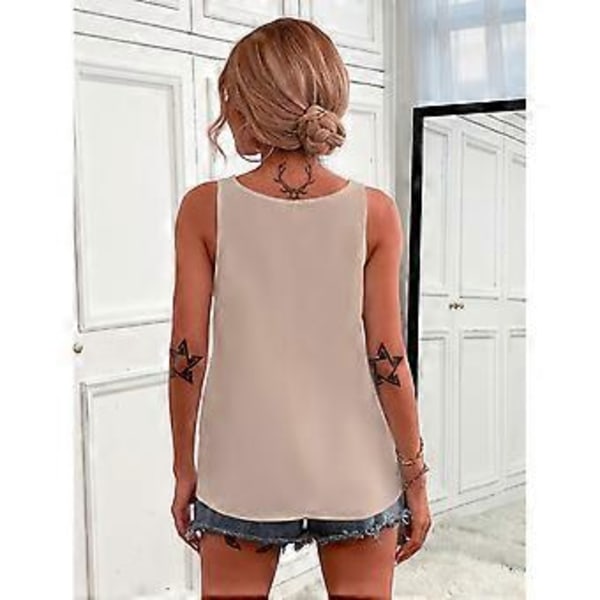 Tanktop til kvinder med lynlåslukning, ren farve, moderigtig ærmeløs skjorte til sommerbrug (S Aprikos)