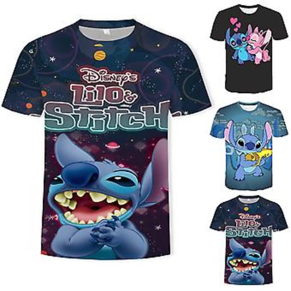 Kids Boys Girls Lilo & Stitch Print Short Sleeve T-shirt Cartoon Anime Summer Casual Tee Tops(9-10Years B)