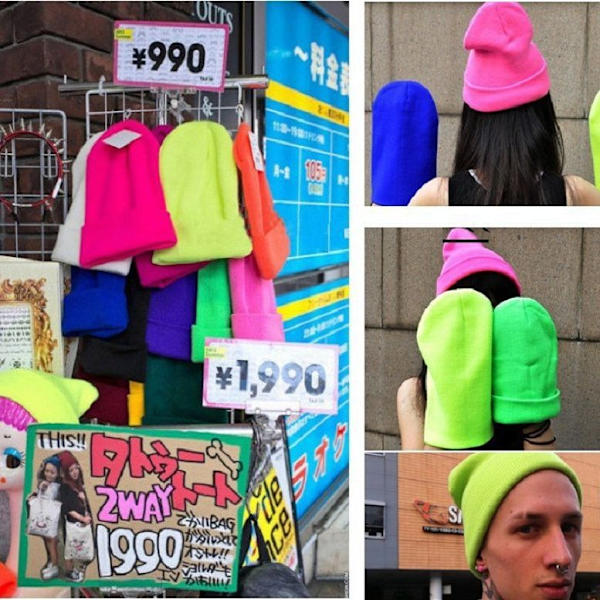 Fluorescerende grønn trendy lue for voksne, Street dance ullhue t