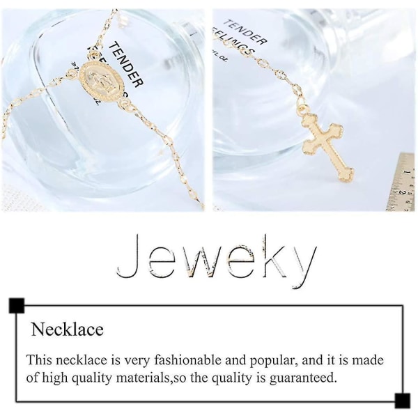 Jeweky Jesus Cross Pendant Necklace Gold Virgin Mary Necklaces Chain Jewelry For Women And Girls