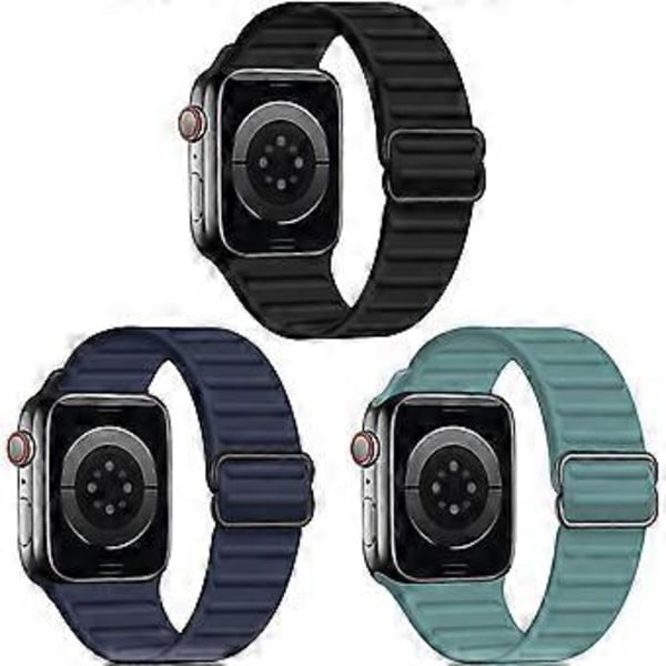 3-pakkauksen rannekkeet yhteensopivat Apple Watch 38mm 40mm 41mm 42mm 44mm 45mm:n kanssa, säädettävät venyvät vaihtohihnaremmirannekkeet yhteensopivat iWatchin kanssa