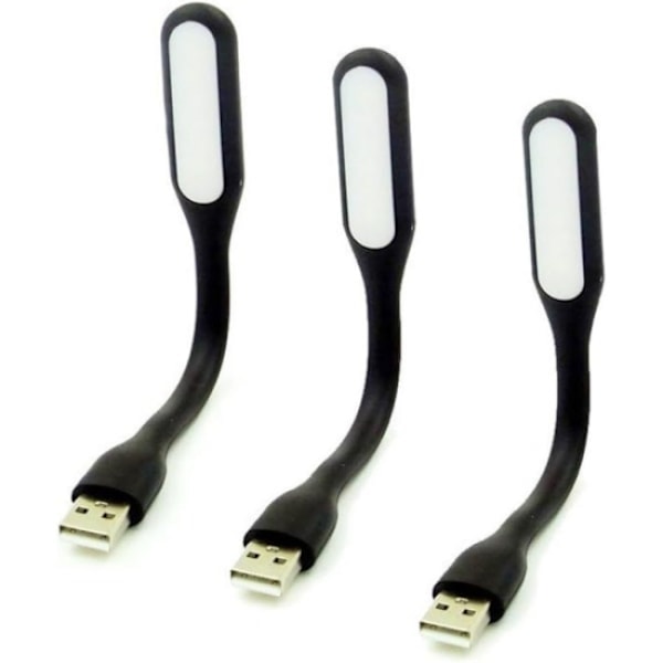 3 st flexibla Mini USB LED-lampor för bärbar dator, tangentbord, powerbank