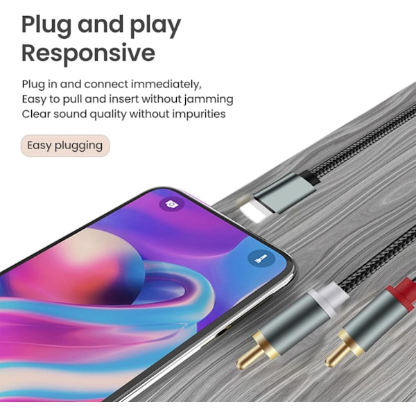 1 stk. Apple til 2RCA Lotus lydkabel - Mobiltelefon lydforstærker