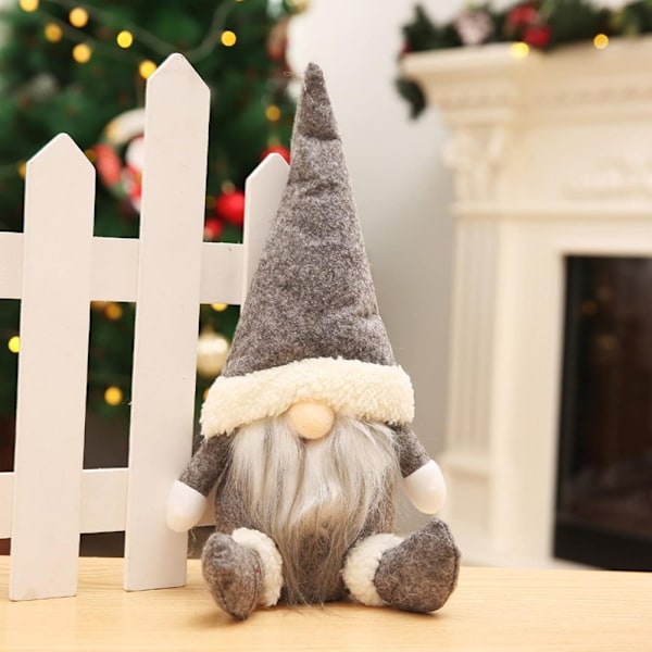 1 stk Gnome juletrepynt, grå, håndlaget julepynt